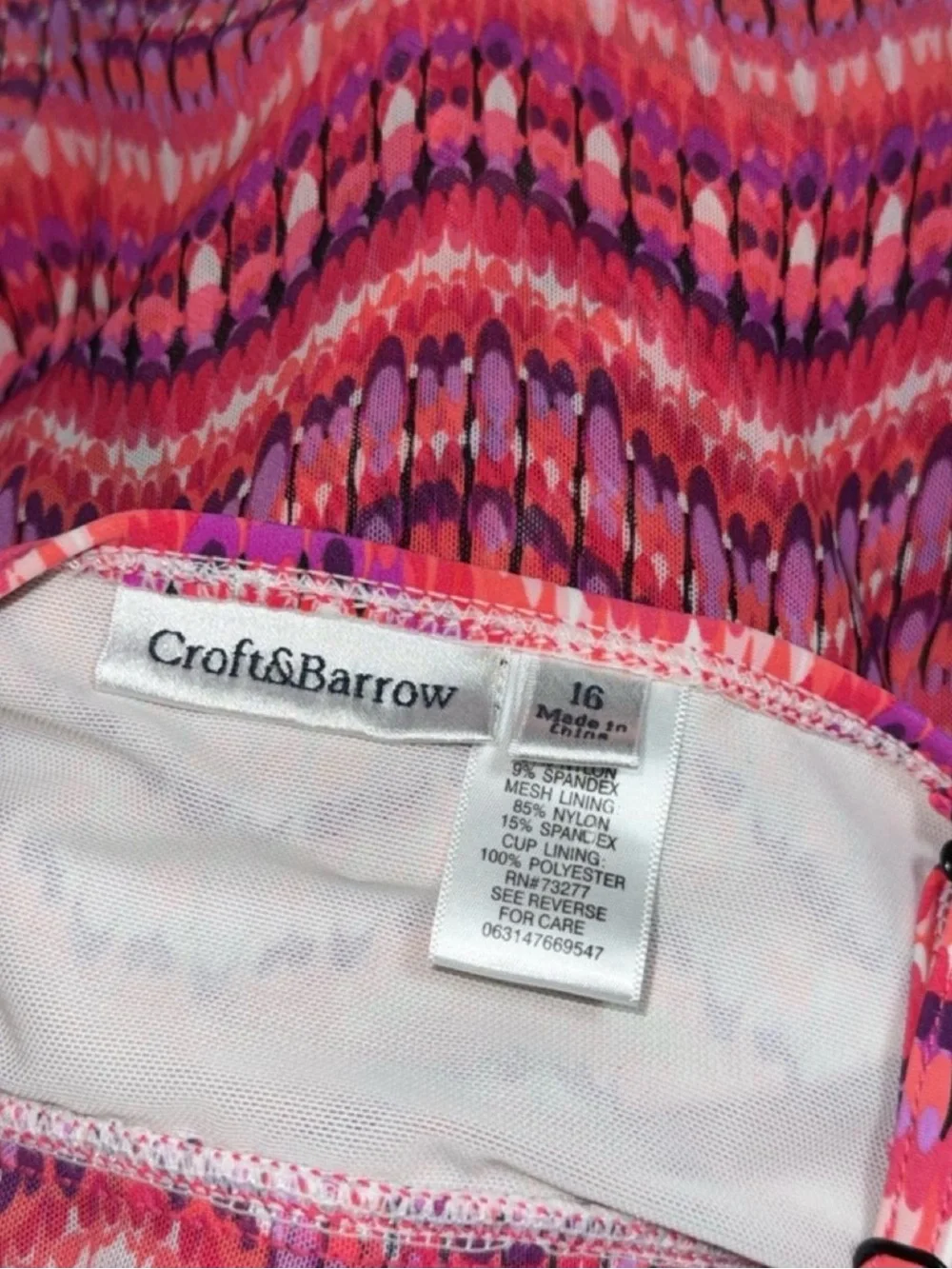 croft & barrow Pink and Purple Wave-Print Spaghetti Strap Tank